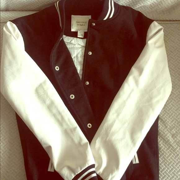 Forever 21 Jackets & Blazers - Lovely black wool letterman jacket w white sleeves